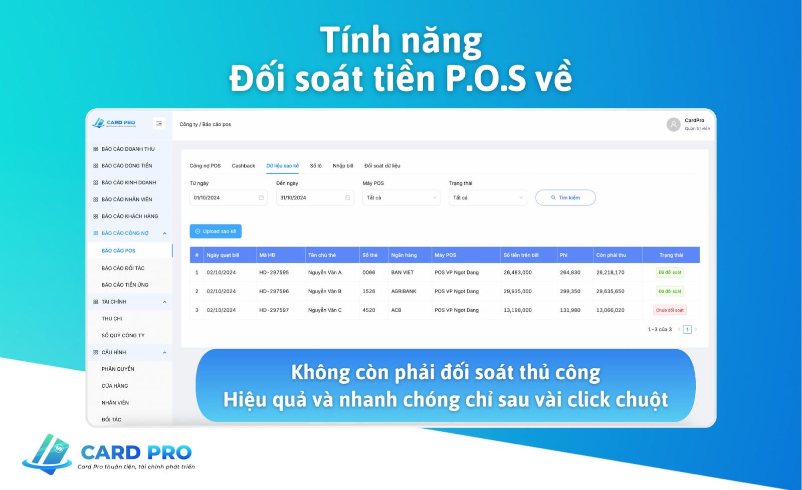 Giới thiệu Tính Năng Tự Động Đối Soát Tiền POS